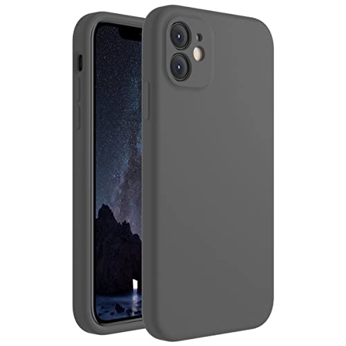 Cordking iPhone 11 Case, Silicone [Square Edges] & [Camera Protecion] Upgraded Phone Case with Soft Anti-Scratch Microfiber Lining, 6.1 inch, Space Gray von Cordking