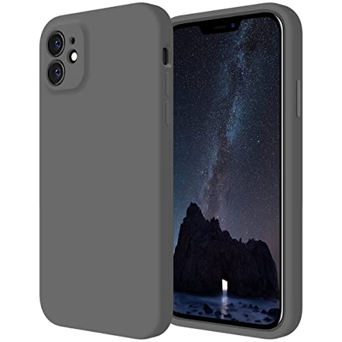 Cordking iPhone 11 Case, Silicone [Square Edges] & [Camera Protecion] Upgraded Phone Case with Soft Anti-Scratch Microfiber Lining, 6.1 inch, Space Gray von Cordking