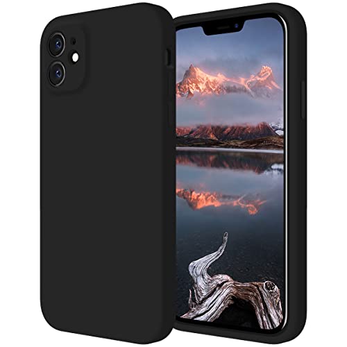 Cordking Designed for iPhone 11 Case, Silicone [Straight Edges] & [Camera Protecion] Upgraded Phone Case with Soft Anti-Scratch Microfiber Lining, 6.1 inch, Black von Cordking