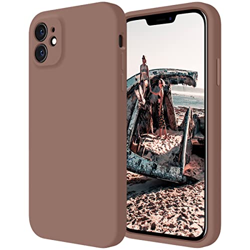 Cordking Entworfen für iPhone 11 Hülle, Silikon [Gerade Kanten] & [Kameraschutz] Verbesserte Handyhülle mit weichem, kratzfestem Mikrofaserfutter, 6,1 Zoll, Braun von Cordking