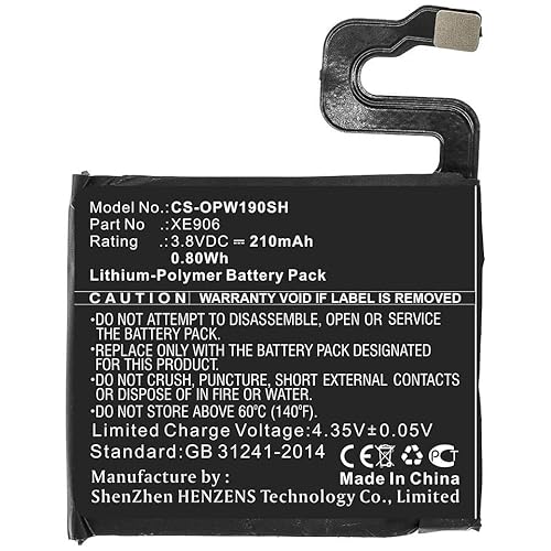 CoreParts Battery for Smartwatch 0.80Wh Li-Pol 3.8V 210mAh, W125993989 (0.80Wh Li-Pol 3.8V 210mAh Black for Oppo Smartwatch 41mm, OW19W2, Watch 41mm) von CoreParts