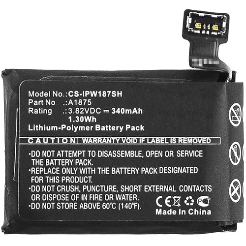 CoreParts Battery for Smartwatch 1.30Wh Li-Pol 3.82V 340mAh, W125993952 (1.30Wh Li-Pol 3.82V 340mAh Black for Apple Smartwatch A1861, Watch Series 3 42mm, Watch Series 3 GPS 42mm) von CoreParts