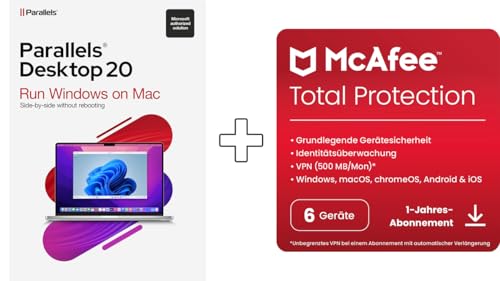 Parallels Desktop 20 für Mac, Dauerlizenz & McAfee Total Protection 2025 | 6 Geräte |12 Monate | Digitaler download von Corel