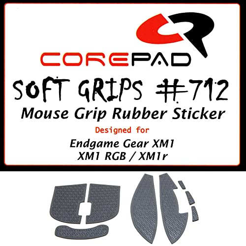 COREPAD Soft Grips - Selbstklebende vorgeschnittene Anti-Rutsch Aufkleber für PC Gaming Mäuse (Black, Endgame Gear XM1 / XM1 RGB / XM1r) von Corepad