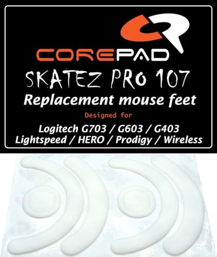 Corepad Skatez - PRO 107 - Logitech G703 Lightspeed / G603 Lightspeed / G403 Prodigy / G403 Prodigy Wireless - Ersatz Mausfüße Replacement Mouse Feet von Corepad