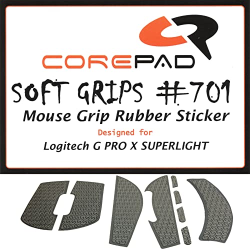 Corepad Soft Grips - Selbstklebende vorgeschnittene Anti-Rutsch Aufkleber für PC Gaming Mäuse (Black, Logitech G PRO X Superlight) von Corepad