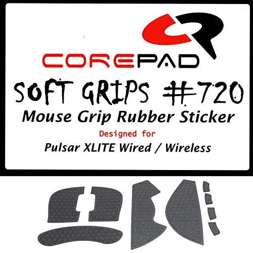 Corepad Soft Grips - Selbstklebende vorgeschnittene Anti-Rutsch Aufkleber für PC Gaming Mäuse (Black, Pulsar Xlite Wired/Wireless) von Corepad