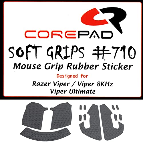 Corepad Soft Grips - Selbstklebende vorgeschnittene Anti-Rutsch Aufkleber für PC Gaming Mäuse (Black, Razer Viper / Viper 8KHz / Viper Ultimate), (CG71000) von Corepad