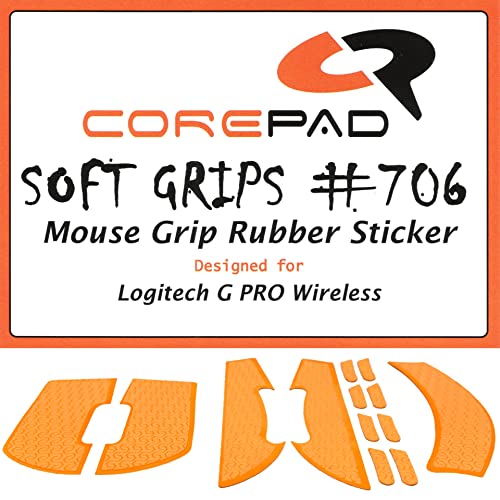 Corepad Soft Grips - Selbstklebende vorgeschnittene Anti-Rutsch Aufkleber für PC Gaming Mäuse (Orange, Logitech G PRO Wireless), (CG70600) von Corepad