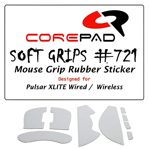 Corepad Soft Grips - Selbstklebende vorgeschnittene Anti-Rutsch Aufkleber für PC Gaming Mäuse (White, Pulsar Xlite Wired/Wireless) von Corepad