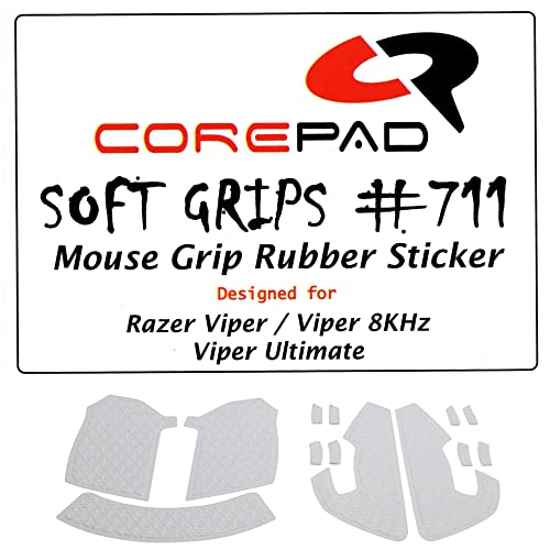 Corepad Soft Grips - Selbstklebende vorgeschnittene Anti-Rutsch Aufkleber für PC Gaming Mäuse (White, Razer Viper / Viper 8KHz / Viper Ultimate), CG71100 von Corepad