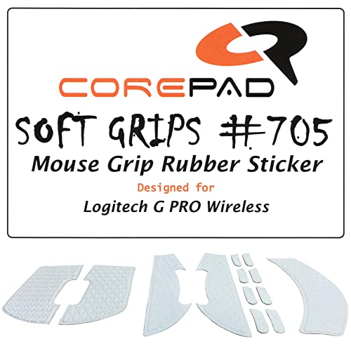 Corepad Soft Grips - selbstklebende vorgeschnittene Anti-Rutsch Aufkleber für PC Gaming Mäuse (White, Logitech G PRO Wireless) von Corepad