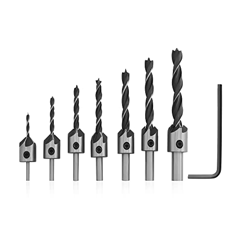 Corintian HSS Senkbohrer Set Ø 3 bis 10 mm, inkl. Inbusschlüssel, 7 Stück, Bohrer Bits für Holz, Plastik, etc. Holzbohrer, Bohrsenker, etc. von Corintian