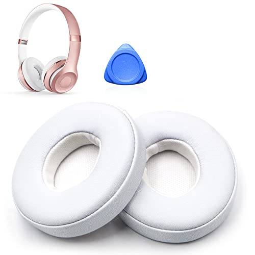 Ersatz Ohrpolster für Beats Solo 2 & Solo 3 Wireless Kopfhörer Professional Kopfhörer Ersatzpolster mit Weiches Proteinleder - Weiß (1 Paar) von Corpower