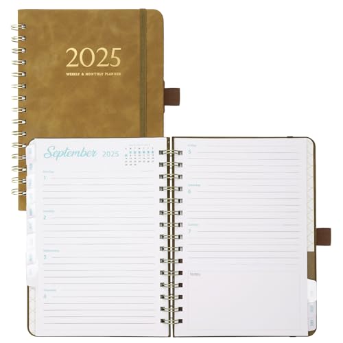 Kalender 2025 Buchkalender Softcover mit PU-Leder (ca. 21.5 x 15.5 cm), Wochenplaner 2025 Terminkalender Planer 2025, 12-Monate-Terminplaner (Jan.2025-Dez.2025) 1 Woche 2 Seite, Braun von Corpower