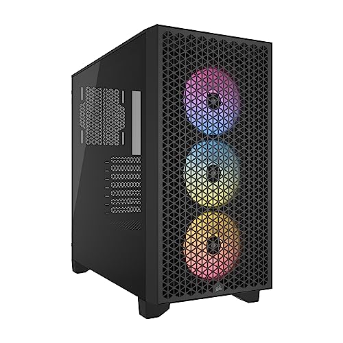 CORSAIR 3000D RGB Airflow Mid-Tower PC-Gehäuse - 3X AR120 RGB-Lüfter - DREI-Slot-GPU-Unterstützung - Geeignet Für Bis zu 8X 120mm-Lüfter - High-Airflow-Design - Schwarz von Corsair