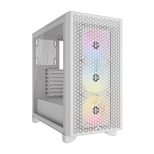 CORSAIR 3000D RGB Airflow Mid-Tower PC-Gehäuse - 3X AR120 RGB-Lüfter - DREI-Slot-GPU-Unterstützung - Geeignet Für Bis zu 8X 120mm-Lüfter - High-Airflow-Design - Weiß von Corsair