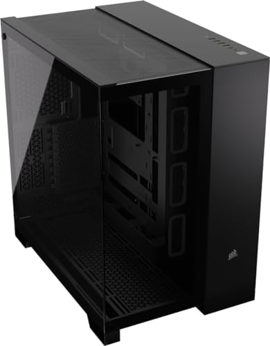 CORSAIR 6500X Mid-Tower ATX-Doppelkammer-PC-Gehäuse – Gehärtetes Panoramaglas - Umgekehrte Verbindung Motherboard-Kompatibel – Keine Ventilatoren Inbegriffen – Schwarz von Corsair