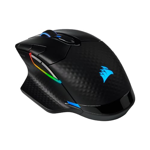 CORSAIR DARK CORE RGB PRO Wireless FPS/MOBA Gaming Maus - 18.000 DPI - 8 Programmierbare Tasten - Sub-1ms Wireless - iCUE Kompatibel - PC, Mac, PS5, PS4, Xbox - Schwarz von Corsair