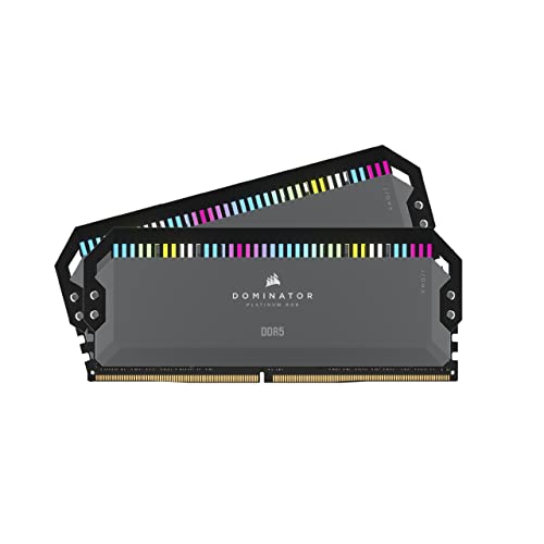 CORSAIR Dominator Platinum RGB DDR5 RAM 64GB (2x32GB) 6000MHz CL30 AMD Expo iCUE Kompatibel Computer Speicher - Grau (CMT64GX5M2B6000Z30) von Corsair