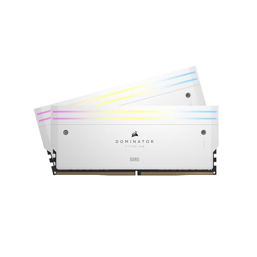 CORSAIR Dominator Titanium RGB DDR5 RAM 64GB (2x32GB) DDR5 6400MHz CL32 Intel XMP iCUE-Kompatibler Computerspeicher - Weiß (CMP64GX5M2B6400C32W) von Corsair