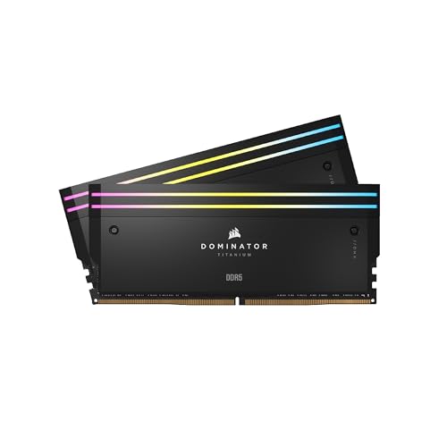 CORSAIR Dominator Titanium RGB DDR5 RAM 96GB (2x48GB) DDR5 6400MHz CL32 Intel XMP iCUE-Kompatibler Computerspeicher - Schwarz (CMP96GX5M2B6400C32) von Corsair