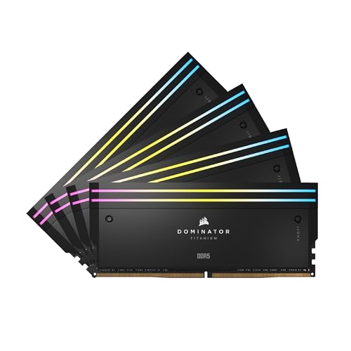CORSAIR Dominator Titanium RGB DDR5 RAM 96GB (4x24GB) 6400MHz CL32 Intel XMP iCUE-Kompatibler Computerspeicher - Schwarz (CMP96GX5M4B6400C32) von Corsair