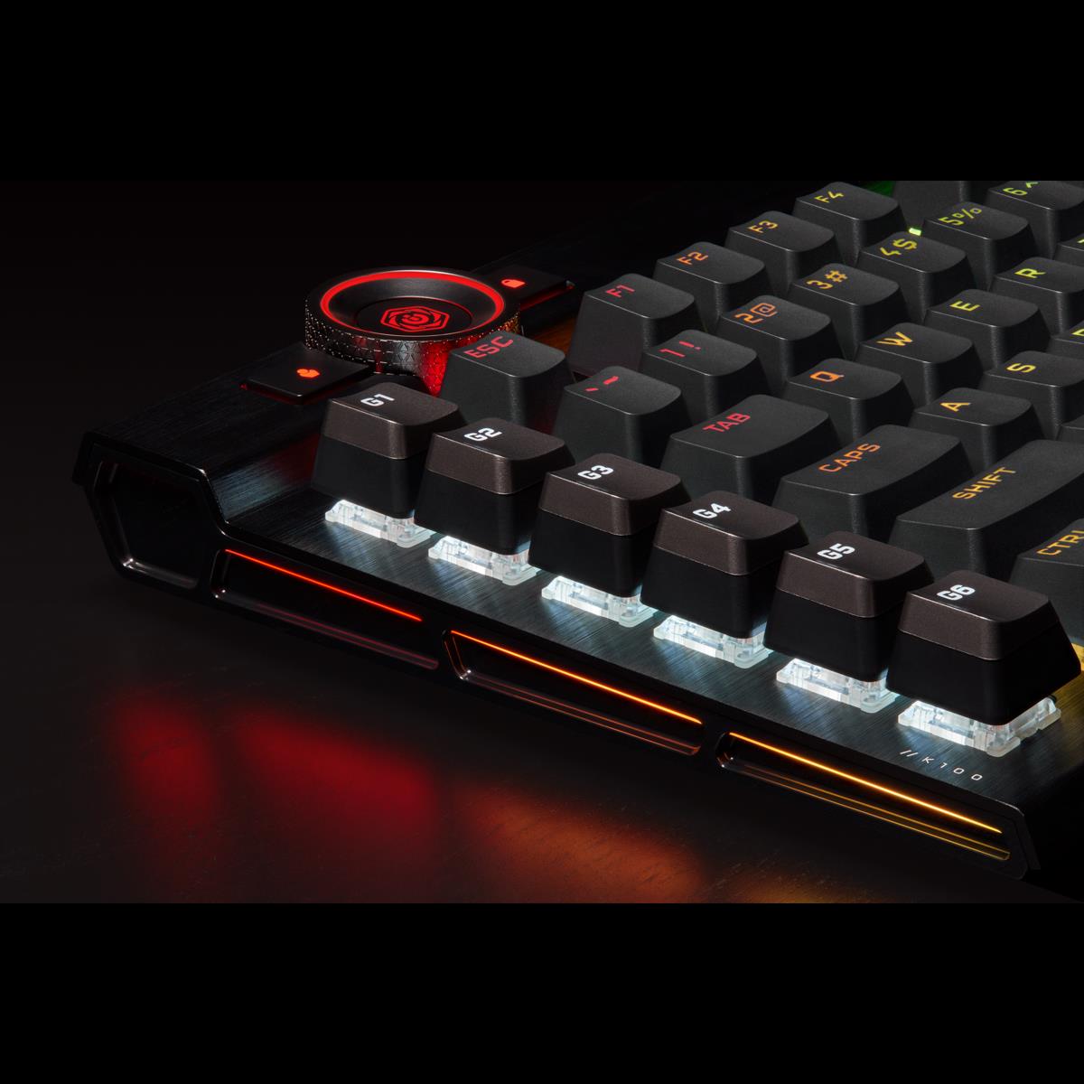 CORSAIR Gaming K100 RGB - Tastatur - Hintergrundbeleuchtung - USB - Deutsch - Tastenschalter: CORSAIR OPX RGB - Aluminium schwarz eloxiert (gebürstet) von Corsair