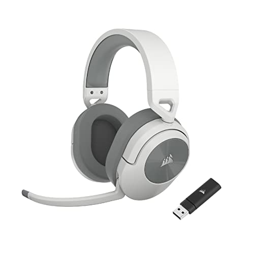 CORSAIR HS55 WIRELESS Leichtes Gaming-Headset - Dolby 7.1 Surround Sound - Omnidirektionales Mikrofon - Bis zu 50ft Reichweite - iCUE-Kompatibel - PC, Mac, PS5, PS4 - Weiß von Corsair
