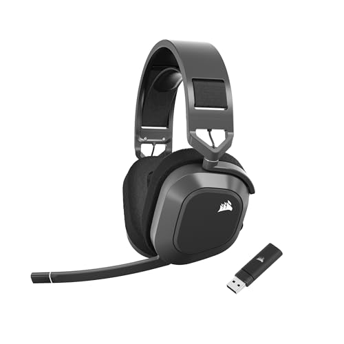 CORSAIR HS80 MAX WIRELESS Multiplattform-Gaming-Headset Mit Bluetooth - Dolby Atmos - Omnidirektionales Mikrofon - iCUE-Kompatibel - PC, Mac, PS5, PS4, Nintendo Switch, Handy - Stahlgrau von Corsair