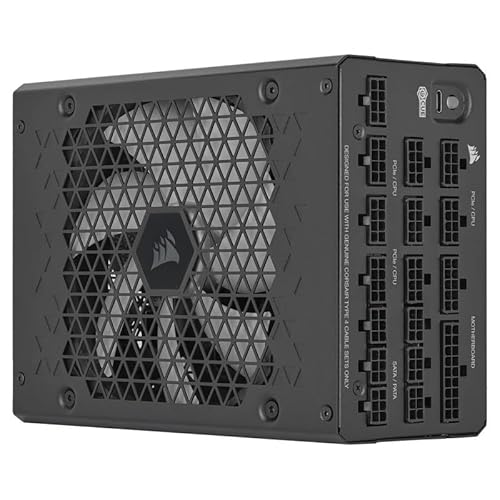 Corsair HX1200i (2025) Vollständig Modulares, Ultra-Rauscharmes ATX-Netzteil mit 12V-2x6-Kabel – ATX 3.1 und PCIe 5.1 konform, Cybenetics Platinum Wirkungsgrad – Schwarz von Corsair