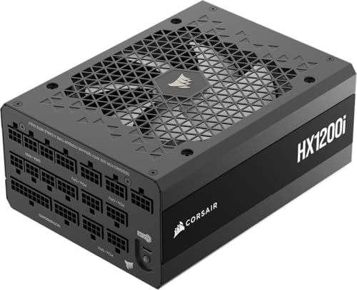 CORSAIR HX1200i (2025) Vollständig Modulares, Ultra-Rauscharmes ATX-Netzteil mit 12V-2x6-Kabel – ATX 3.1 & PCIe 5.1 konform, Cybenetics Platinum Wirkungsgrad – Schwarz von Corsair