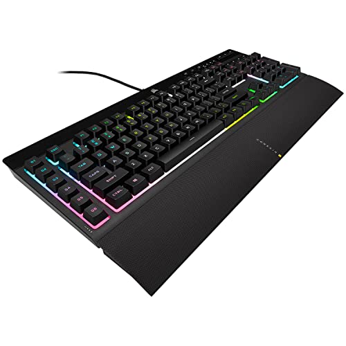 Corsair K55 RGB PRO XT Gaming-Tastatur mit Membran, IP42, Staub- und flüssigkeitsbeständig - 6 Makrotasten mit Elgato Integration - iCUE - QWERTY IT - PC, Mac, Xbox - Schwarz von Corsair