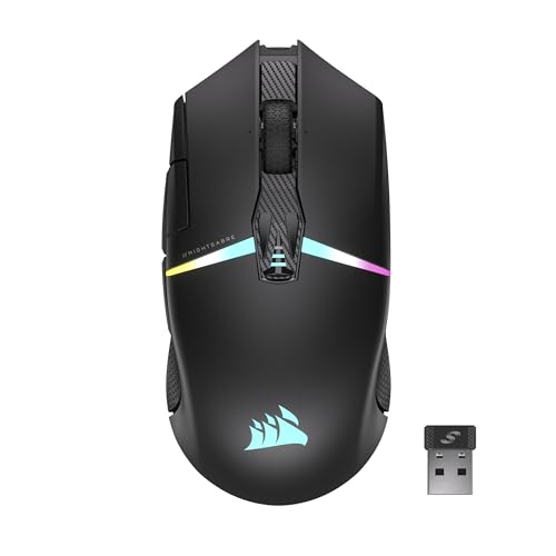 CORSAIR NIGHTSABRE WIRELESS RGB FPS/MOBA Gaming Maus - 26.000 DPI - 11 Programmierbare Tasten - Bis zu 100 Stunden Akkulaufzeit - iCUE-Kompatibel - PC, PS5, PS4, Xbox - Schwarz von Corsair