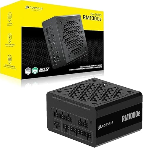 CORSAIR RM1000e (2025) Vollmodulares Low-Noise ATX-Netzteil mit 12V-2x6-Kabel - ATX 3.1 & PCIe 5.1 konform, Cybenetics Gold Effizienz, 105°C bewertete Kondensatoren, moderner Standby-Modus - Schwarz von Corsair