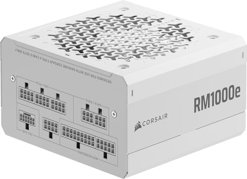 CORSAIR RM1000e (2025) Vollständig Modulares, Geräuscharmes ATX-Netzteil mit 12V-2x6-Kabel – ATX 3.1 & PCIe 5.1-Kompatibel, Cybenetics Gold-Effizienz, 105°C-Kondensatoren – Weiß von Corsair