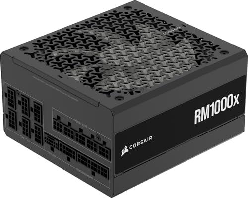 Corsair RM1000x Vollständig modulares, geräuscharmes ATX-Netzteil – ATX 3.1-kompatibel – PCIe 5.1-Unterstützung – Cybenetics Gold-Effizienz – Native 12V-2x6-Anschluss – Schwarz Corsair RM1000x Vollständig modulares, geräuscharmes ATX-Netzteil – ATX 3.1-kompatibel – PCIe 5.1-Unterstützung – Cybenetics Gold-Effizienz – Native 12V-2x6-Anschluss – Schwarz von Corsair