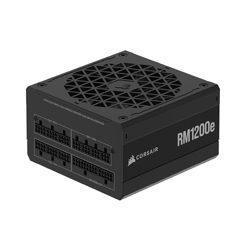 CORSAIR RM1200e (2023) Vollmodulares Geräuscharmes ATX Netzteil mit 12V-2x6 Kabel – ATX 3.1 & PCIe 5.1-Konform, Cybenetics Platinum-Effizienz, 105°C-Kondensatoren, Moderner Standby-Modus – Schwarz von Corsair