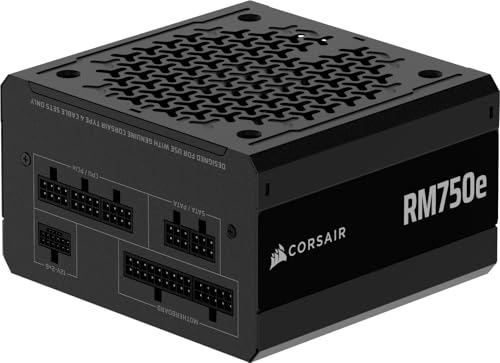CORSAIR RM750e (2025) Modulares, geräuscharmes ATX-Netzteil mit 12V-2x6-Kabel - ATX 3.1- und PCIe 5.1-kompatibel, Cybenetics Gold-Effizienz, 105°C-Kondensatoren, moderner Standby-Modus - Schwarz von Corsair