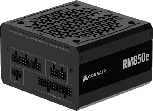 CORSAIR RM850e (2025) Modulares, geräuscharmes ATX-Netzteil mit 12V-2x6-Kabel - ATX 3.1- und PCIe 5.1-kompatibel, Cybenetics Gold-Effizienz, 105°C-Kondensatoren, moderner Standby-Modus - Schwarz von Corsair