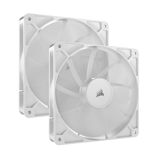 CORSAIR RS140 140mm PWM-Lüfter – Daisy-Chain-Verbindung – Geräuscharm – Magnetisches Dome-Lager – Doppelpack – Weiß von Corsair