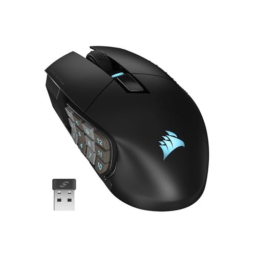 CORSAIR SCIMITAR ELITE WIRELESS MMO Gaming Mouse - 26.000 DPI - 16 Programmierbare Tasten - Bis zu 150 Stunden Akkulaufzeit - iCUE-Kompatibel - PC, PS5, PS4, Xbox - Schwarz von Corsair