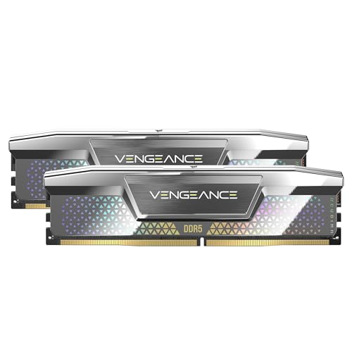 CORSAIR Vengeance DDR5 CUDIMM 48GB (2 x 24GB) DDR5 8000MHz CL38 1.40V Intel XMP iCUE Desktop-Computer-Speicher – Silber (CMKC48GX5M2X8000C38) von Corsair