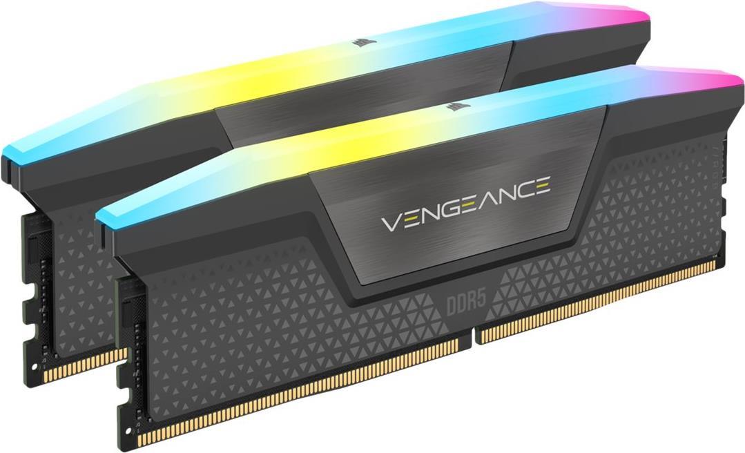 CORSAIR Vengeance RGB - DDR5 - Kit - 32GB: 2 x 16GB - DIMM 288-PIN - 5200 MHz / PC5-41600 - CL40 on-die ECC - Cool Gray (CMH32GX5M2B5200Z40K) von Corsair