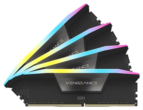 CORSAIR Vengeance RGB DDR5 RAM 128GB (4x32GB) 5600MHz CL40 Intel XMP iCUE Kompatibler Computerspeicher - Schwarz (CMH128GX5M4B5600C40) von Corsair