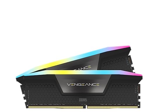 CORSAIR Vengeance RGB DDR5 RAM 32GB (2x16GB) 6000MHz CL36 Intel XMP iCUE Kompatibler Computerspeicher - Schwarz (CMH32GX5M2B6000C36) von Corsair