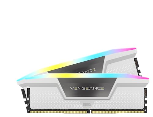 CORSAIR Vengeance RGB DDR5 RAM 32GB (2x16GB) 6000MHz CL36 Intel XMP iCUE Kompatibler Computerspeicher - Weiß (CMH32GX5M2B6000C36W) von Corsair