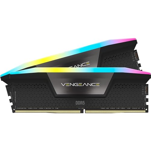 CORSAIR Vengeance RGB DDR5 RAM 48GB (2x24GB) 7200MHz CL36 Intel XMP iCUE Kompatibler Computerspeicher - Schwarz (CMH48GX5M2B7200C36) von Corsair