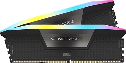 CORSAIR Vengeance RGB DDR5 RAM 64GB (2x32GB) 5600MHz CL40 Intel XMP iCUE-Kompatibler Computerspeicher - Schwarz (CMH64GX5M2B5600C40) von Corsair