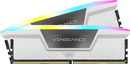 CORSAIR Vengeance RGB DDR5 RAM 64GB (2x32GB) 5600MHz CL40 Intel XMP iCUE-Kompatibler Computerspeicher - Weiß (CMH64GX5M2B5600C40W) von Corsair